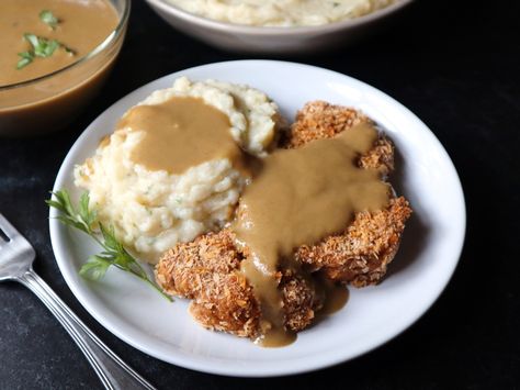 Country Fried Cauliflower Steak Cheesy Garlic Mashed Potatoes, Food Scarcity, Environmental Destruction, Cauliflower Steak, Country Fried Steak, Cauliflower Fried, Country Fried, Fried Steak, Global Food