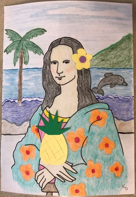 Mona Lisa Art Lesson. My students have been learning about Mona Lisa a little bit each time they come into our studio.  I was inspired by this article I fo... Mona Lisa Art Project, Modern Mona Lisa, Mona Lisa Drawing, Mona Lisa Art, Mona Lisa Painting, Picasso Portraits, Mona Lisa Parody, 2nd Grade Art, Art Periods