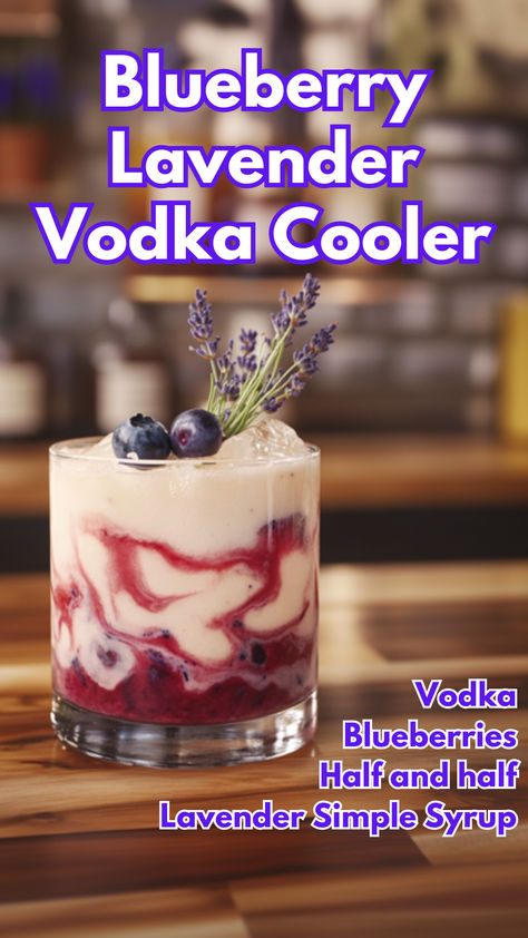 Blueberry Lavender Vodka Cooler Blueberry Vodka Cocktails, Blueberry Vodka Martini, Blueberry Cocktails, Lavender Vodka, Blueberry Liqueur Cocktail Recipes, Lavender Cocktails, Vodka Blueberry Lemonade, Tito’s Blueberry Vodka Cocktail, Lavender Simple Syrup