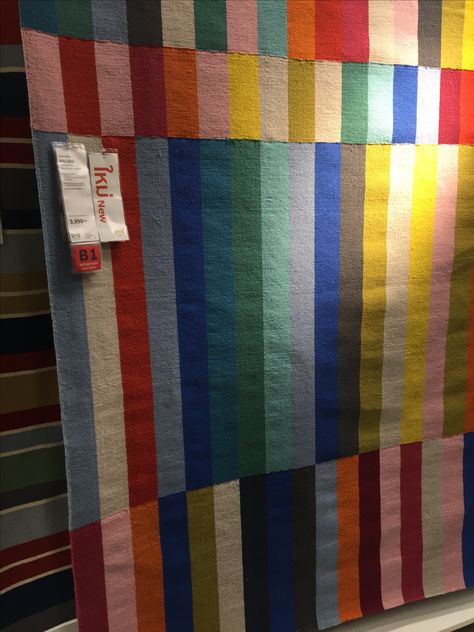 Striped Kilimanjaro rug at IKEA (halved) dec2016 Ikea Striped Rug, Halved Rug Ikea, Ikea Halved Rug, Open Plan Living Dining Room, Camping Bedroom, Ikea Rug, Open Plan Living And Dining, Apartment Tour, Toy Room