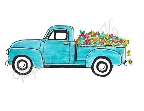 Vintage Truck Painting, Seed Mosaic, Watercolor Truck, Truck Watercolor, Truck Painting, Craft Clipart, Pickup Trucks Camping, Vintage Chevy Trucks, Jeep Pickup Truck