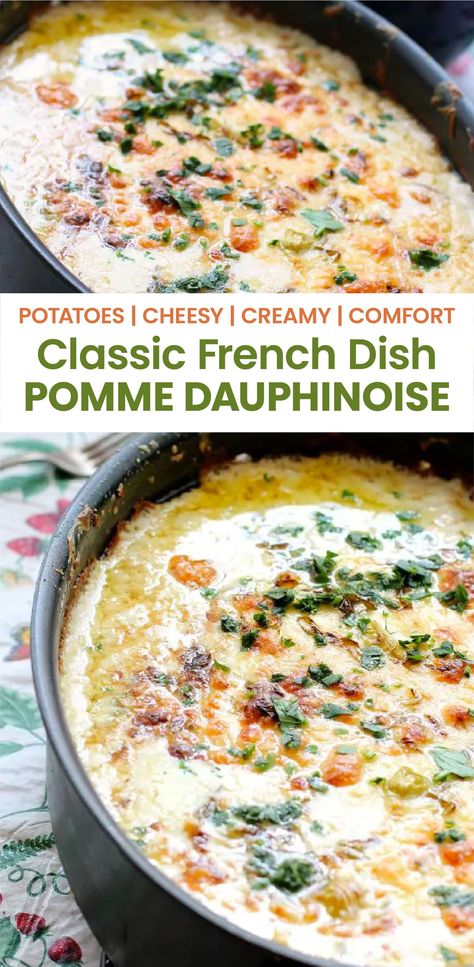 Dauphinoise Potatoes Recipes Easy, Potatoes Dauphinoise Recipe, Traditional French Food Recipes, Gourmet French Recipes, French Potato Soup, French Scalloped Potatoes, French Recipes Vegetarian, Difficult Recipes To Make, Potato Recipes Entree