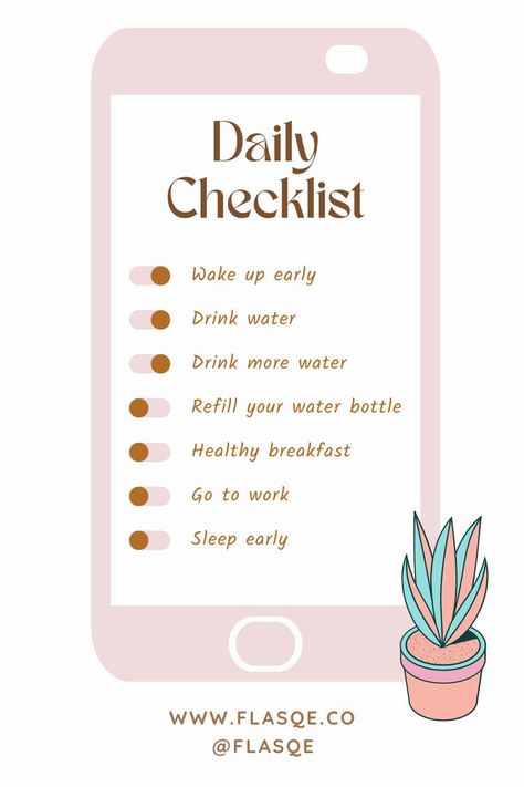 1. Regularly eat balanced meals. 2. Get more active. Add 30 minutes of exercise per day to accelerate your weight loss journey. 3. Prioritize your sleep. Adult men and women should get at least 6-8 hours of sleep. 4. Lastly, Drink plenty of water. We should consume at least 16 cups of water per day. To help you meet your water goals, we designed the New triple insulated water bottle. It has a narrow mouth design with a special clickable lid that allows you to drink fluids on the go. Habit Building, 8 Hours Of Sleep, Sleep Early, Daily Checklist, Fall Asleep Faster, How To Stop Procrastinating, Move Your Body, How To Wake Up Early, Energy Level