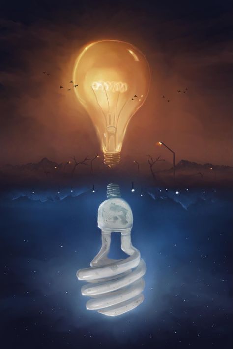 Lightbulb Drawings, Lightbulb Painting, Sun And Moon Painting, Lightbulb Art, Childish Behavior, Light Bulb Art, Painted Light Bulbs, Surreal Painting, Sky Light