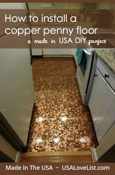 Penny floor DIY |How to install a copper penny floor using epoxy | Step by step tips Copper Penny Floor, Penny Tiles, Penny Floor, Copper Diy, Copper Penny, Diy Flooring, Small Budget, Kitchen Floor, Floor Design