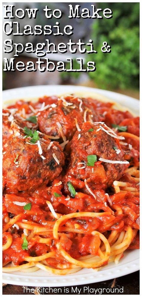 Spagetti And Meatball Recipe, Homemade Spaghetti And Meatballs, Meatballs From Scratch, Meatballs Homemade, Spaghetti Meatball Recipes, Spaghetti Meatballs, Homemade Comfort Food, Homemade Spaghetti, Homemade Meatballs