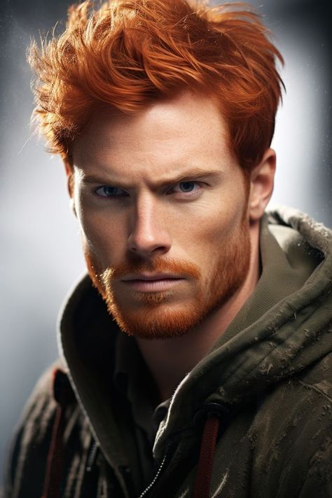 Handsome Red Hair Man, Red Hair Green Eyes Man, Man With Red Hair Art, Male With Red Hair, Red Head Male, Midjourneyart Man, Red Haired Men, Red Head Man, Guys With Green Eyes