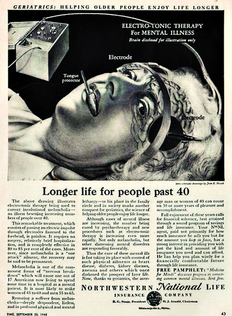 Electric Shock Therapy, Shock Therapy, Weird Vintage, Health Practices, Life Insurance Companies, Old Advertisements, Vintage Medical, Medical Practice, Electric Shock