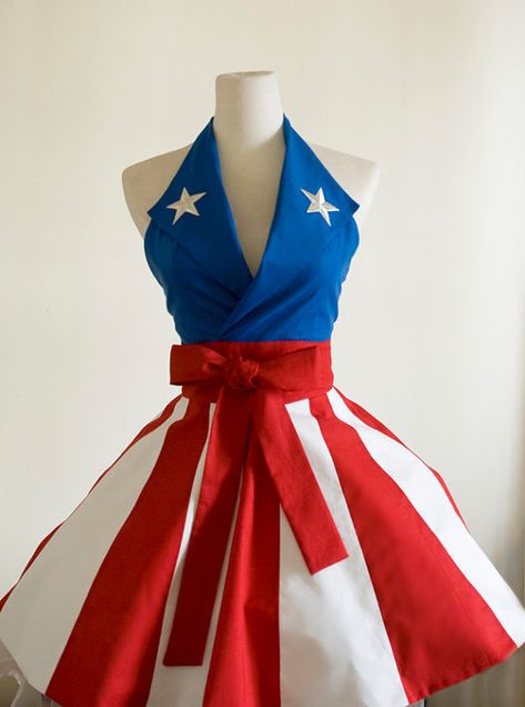 Coconut Love: Calling All Nerds: Captain America USO Girl Costume Girl Apron, Handmade Aprons, Cute Aprons, Sewing Aprons, The American Flag, Apron Dress, Geek Chic, Up Girl, Girl Costumes