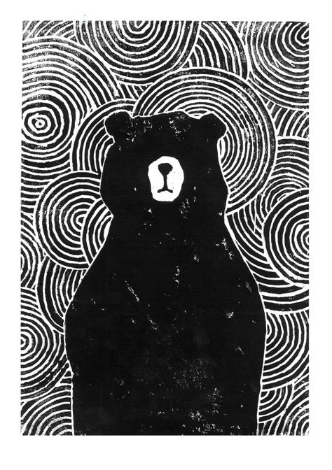 bear print Geometric Linocut, Printmaking Simple, Handmade Stamps Diy, Linocut Art Ideas, Simple Printmaking, Linocut Prints Simple, Linocut Inspiration, Linocut Design, Reduction Print