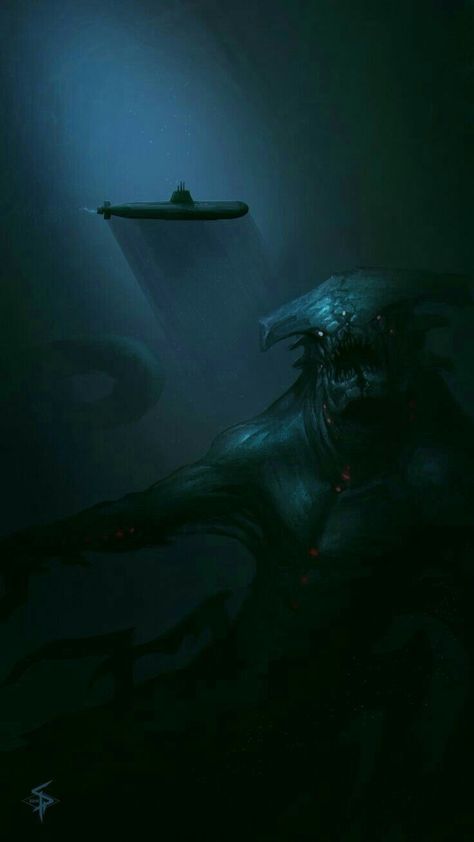 Thallasophobia Art, Thallasophobia Pictures, Thalassophobia Art, Sketches Space, Deep Sea Monsters, Deep Sea Art, Sea Horror, Scary Sea, Sea Monster Art