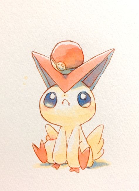 Victini Pokemon, Pokemon Project, Cute Little Tattoos, Pokemon Oc, Anime Book, Pokemon Drawings, Pokemon Fan Art, My Pokemon, Pokemon Characters