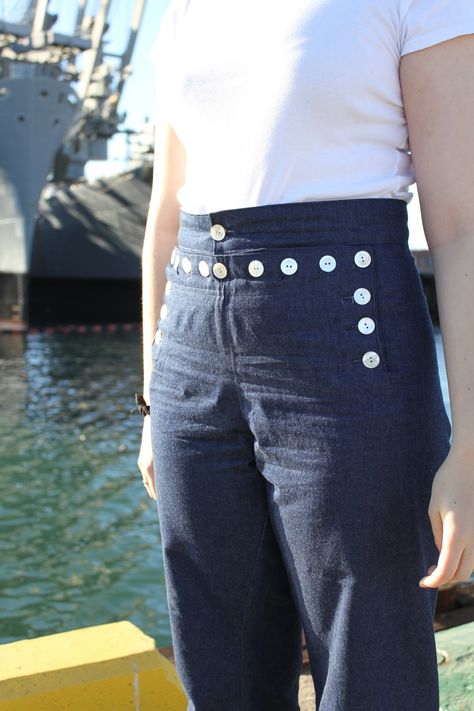 The Folkwear Sailor Pants - A Pattern Review Vintage Sailor Pants, Sailor Pants Pattern, Jeans Pattern, Sailor Jean, Vintage Sailor, Sailor Pants, Patterned Jeans, My Beautiful Daughter, Japanese Denim