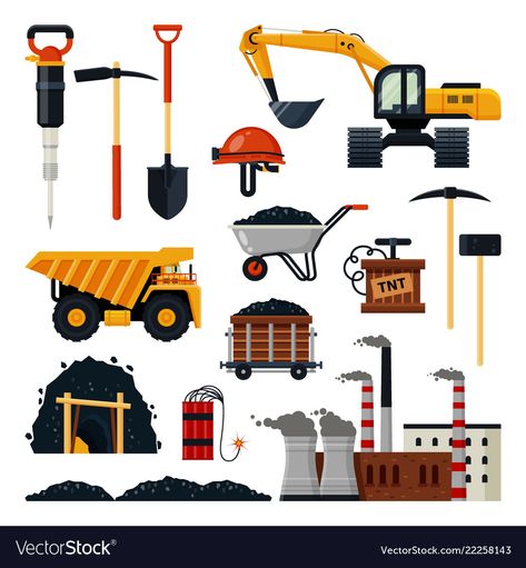 Mining Illustration, Mining Tools, Earth Science Activities, Weathering And Erosion, Coal Miners, Doodle Notes, Infographic Poster, Nursery Baby Room, Car Illustration