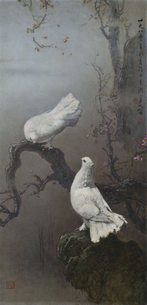 Lee Man Fong | Lot | Sotheby's Aesthetic Bird, Birds Paintings, Dove Painting, Southeast Asian Arts, White Birds, Fine Art Painting Oil, Inspiring Art, Southeast Asian, Wildlife Art