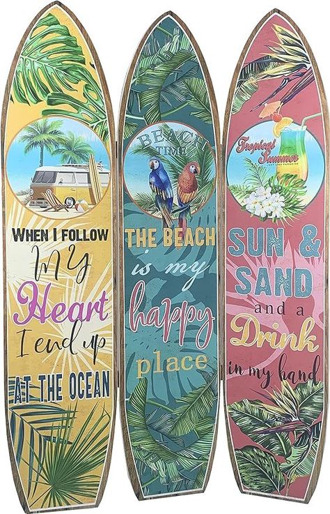 LANDCHY Surfboard Shaped Room Divider Beach Theme Privacy Screens Double-Sided Painting 3-Panel Foldable Portable Room Separating Divider Partitions and Dividers Freestanding Home Decor 71'' Tall Wall Art Headboard, Surfboard Painting, Beach Room Decor, Surfboard Decor, Surfboard Shapes, Beachy Room, Surfboard Wall Art, Wooden Room, Surfboard Wall