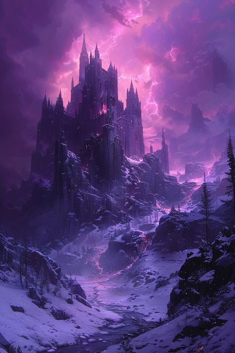 Purple Gothic Aesthetic, Book Aestethic, Evil Background, Crystal Tokyo, Gothic Landscape, Purple Gothic, Castle Aesthetic, Mystical Places, Pretty Phone Wallpaper