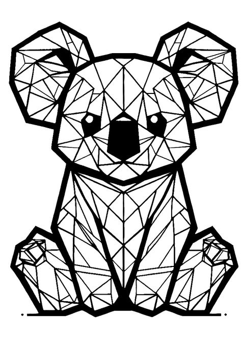 Geometric Animal Coloring Pages, Koala Coloring Pages, Cute Koala Bear, Polygon Art, Cute Koala, Printable Pictures, Fluorescent Colors, Animal Coloring, Geometric Animals