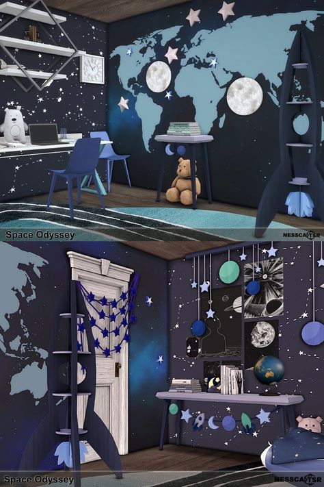 It's an intergalactic room in which your youngest sim will travel into space without leaving the room. ✨Have fun!✅BASE GAME + CC from TSR ✌️Click on the post and download✔️ THX❤️ #ts4builds #sims4 #sims4builds #sims4home #sims4builds #sims4buildsideas #ShowUsYourBuilds #thesims4 #Sims4 #sims4game #ts4 #sims4houses #sims4cc #sims4interior #ts4cc #thesims4 #ts4house #simshousedesign #sims4rooms #simsbuilds #simsbuild #sims4cc #ccfinds #s4 #s4cc Sims 4 Planet Cc, Sims 4 Space Bedroom Cc, Sims 4 Spaceship Cc, Sims 4 Cc Astrology Decor, The Sims 4 Sci Fi Cc, Sims 4 Space Themed Room, Sims 4 Astronaut House, Sims 4 Fandom Cc, Space Sims 4 Cc