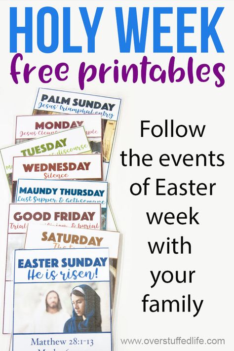 Holy Week free Easter printables—Follow the events of Easter week with your family by using these free printables. If you are looking for creative ways to teach the resurrection to your kids, these printables will help them better understand the Easter story. Lds Easter Week Activities, Easter Ministering Ideas Lds, Maundy Thursday Meaning, Holy Week For Kids, Resurrection Crafts, Lds Easter, Week Of Easter, Holy Week Activities, Conference Activities