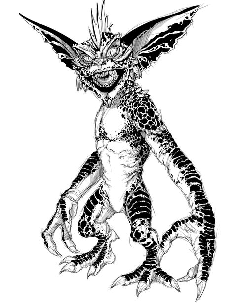 Mohawk Gremlin (Art by Connor Noctambuss Ilustrator) Gremlins Art Drawings, Gremlin Sketch, Gremlin Tattoo, Gremlins Tattoo, Gremlin Art, Gremlins Art, Old Lady Humor, Pink Images, Drawing Exercises