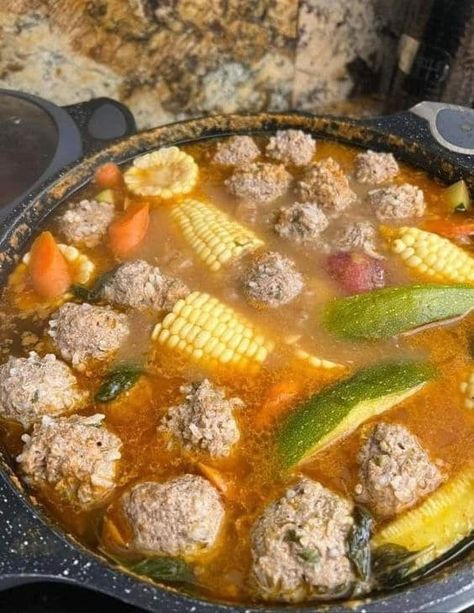 Albondigas is a comforting and hearty meatball soup that brings together the rich flavors of beef and pork with aromatic herbs and vegetables. This flavorful dish features tender meatballs made with a blend of cilantro, mint, and spices, simmered in a savory broth with a medley of fresh vegetables. The addition of rice and zucchini […] Albondigas Soup Recipe Mexican, Albondigas Soup Recipe, Mexican Meatball Soup, Mexican Meatballs, Albondigas Soup, White Bean Soup Recipes, Slow Cooked Chicken, Mexican Soup, Meatball Soup