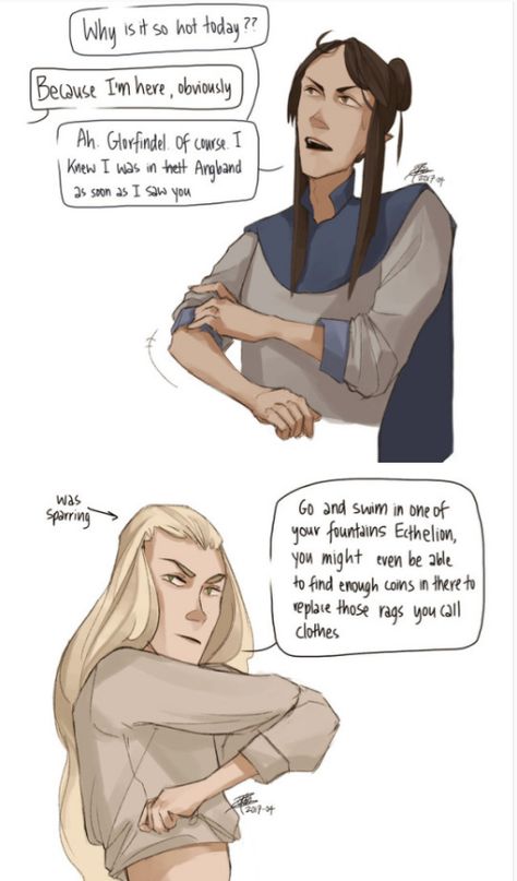 Ecthelion and Glorfindel Glorfindel Funny, Ecthelion And Glorfindel, Glorfindel Ecthelion, Glorfindel Fanart, Glorfindel Art, Elven Names, Tolkien Funny, Lotr Elves, Lotr Funny