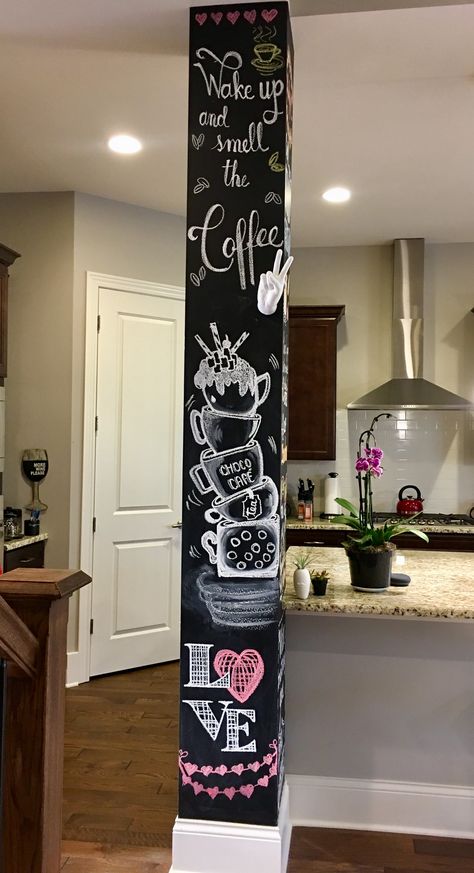 Kitchen Blackboard Ideas, Chalkboard Art Tutorial, Caffe Design, Kitchen Blackboard, Coffee Bar Party, Coffee Chalkboard, Coffee Doodle, Blackboard Art, Chalk Wall