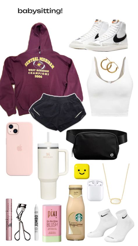 comfy outfit Babysitting Outfit Comfy, Babysitting Outfit, Shuffle Outfits, Outfit Collages, School Fit, Preppy Clothes, Lazy Day Outfit, Fits Inspo, Comfy Outfit