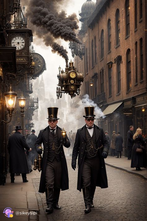 💥https://buysnap.tech/sikeysipi 💥Step into the world of steampunk with these distinguished gentlemen, showcasing Victorian elegance and mechanical sophistication. Their attire blends classic tailoring with intricate clockwork details, embodying the spirit of steampunk fashion. #SteampunkGentlemen #VictorianElegance #SteampunkFashion #ClockworkDetails #ClassicTailoring Steampunk Technology, Steampunk Photography, Steampunk Illustration, Steampunk Characters, Victorian Elegance, Steampunk Fantasy, Classic Tailoring, Air Craft, Neo Victorian