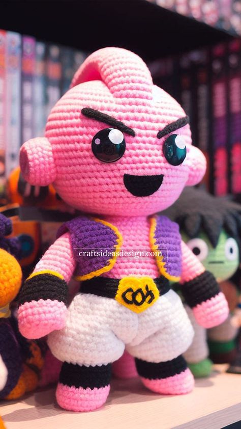 Majin Buu Amigurumi - Free Pattern - Crafts Ideas Dragon Ball Z Crochet, Anime Amigurumi, Vegeta Dragon Ball Z, Majin Buu, Crochet Snowman, Crochet Disney, Crochet Dolls Free Patterns, Goku Vegeta, Crochet Dragon