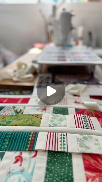 Robin Pickens Designer+Artist on Instagram: "What can you do with a layer cake of Winterly? How about the Fringe quilt? This will be the lap size and instead of a border fabric, it will be all squares of different prints to the edges. These are the thinner strips. Are you sewing Christmas quilts in the summer too? #winterly #winterlyfabric #robinpickensfabric #robinpickens #modafabrics #christmasfabric #christmasquilts #robinpickensquilts #fringequilt #layercakequilt #lapquilt" Ricky Tims Quilts, Fringe Quilt, Rick Rack Quilt Border, Layer Cake Fabric Squares, How To Add Batting And Backing To Quilt, Quilt Batting Right And Wrong Side, Sewing Christmas, Border Fabric, Layer Cake Quilts