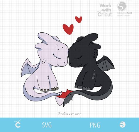 SVG Cute couple dragons Toothless & Light fury Svg, Night fury svg, How to train your dragon Svg Baby Dragons Clipart |   couple tattoos heartbeat Toothless Light Fury, Making Magnets, Dragon Clipart, Couples Tattoos, Dragon Sticker, Dragon Cake, Toothless Dragon, Universal Studio, Light Fury