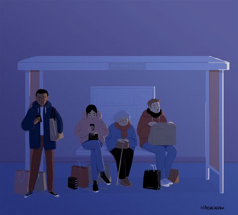 Bus stop Illustration Motion, Photo Prompts, City People, Graphics Animation, Animated Love Images, Motion Graphics Animation, People Illustration, Character Design Animation, Bus Stop