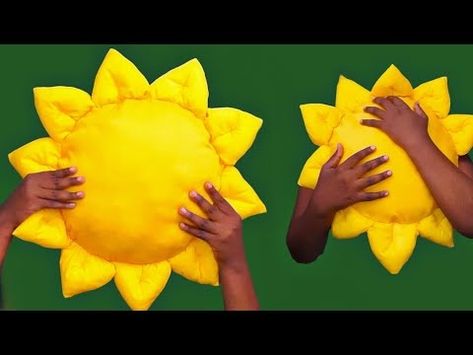 Beautiful Sunflower Cusion Easy DIY Tutorial - YouTube Sunflower Pillow Diy, Diy Sunflower, Sunflower Pillow, Sewing Crafts Tutorials, Diy Pillows, How To Sew, Fabric Flowers, From Scratch, Hand Sewing