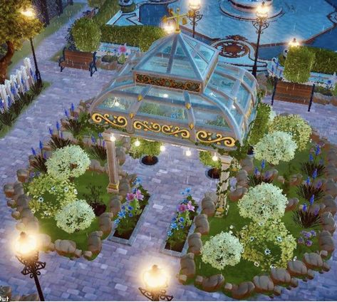 Disney Dreamlight Valley Gazebo, Dreamlight Valley Gazebo, Disney Dreamlight Valley Decoration Ideas, Disney Dreamlight Plaza Ideas, Disney Dreamlight Valley Plaza Design, Disney Dreamlight Valley Layout, Ddlv Inspiration Plaza, Disney Dreamlight Valley House, Disney Dreamlight Valley Ideas Plaza