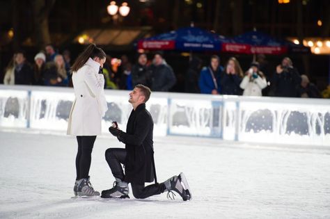 Bryant Park Ice Skating Marriage Proposal Ice Skating Proposal, Public Proposal, Backyard Hockey Rink, Backyard Rink, Ice Hockey Rink, Outdoor Rink, Hockey Tournaments, Youth Hockey, Bryant Park