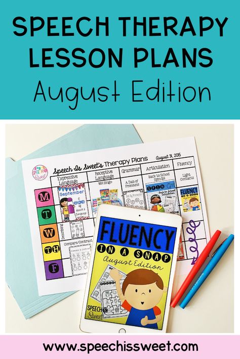 Free speech therapy lesson plans for August: These visual lesson plans will make your back to school speech therapy sessions a breeze, especially during the first week of speech! These visual speech lesson plans link to all sorts of fun activities for articulation, stuttering/ fluency, expressive language, receptive language, and grammar! | Speech is Sweet Speech Lessons, Speech Crafts, School Speech Therapy, School Songs, About Me Activities, Receptive Language, Expressive Language, Speech Therapy Resources, Speech Language Therapy