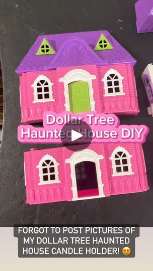 Dollar Tree Fanatics Crafts & Decor & DIY With Freebies 🟢⚪ | Facebook Dollar Tree Haunted House, Haunted House Candle Holder, Halloween Dollhouse, Haunted House Diy, Dollhouse Halloween, Dollar Store Halloween, Crafts Decor, Halloween Toys, Toy House