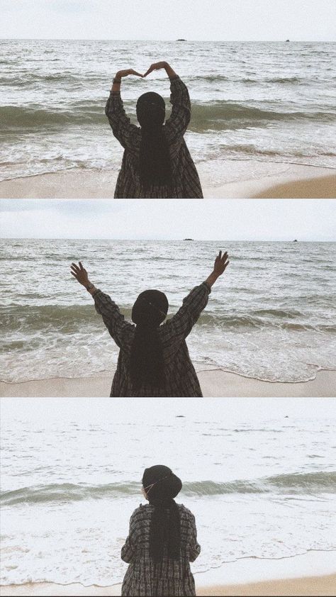 Sea Poses Photo Ideas Hijab, Photo Poses Beach Picture Ideas, Puri Beach Outfit, Photos On Beach Ideas Aesthetic, Sea Photography Pose, Puri Sea Beach Photography, Sea Beach Photography Ideas, Creative Beach Pictures Photo Ideas, Sea Outfit Summer Hijab