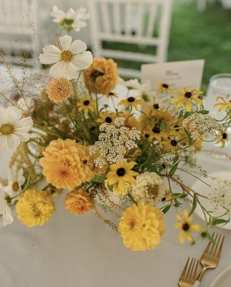 Flower Table Decorations, Yellow Bouquets, Orchard Wedding, Wedding Themes Fall, Theme Color, Floral Designer, Yellow Wedding, February 15, Wedding Arrangements