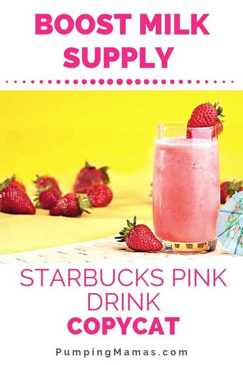 Lactation Pink Drink, Drinks To Increase Breastmilk Supply, Lactation Drinks Recipes, Starbucks Pink Drink At Home, Sugar Swaps, Pink Drink Recipe, Baby Timeline, Starbucks Pink Drink Recipe, Vegan Starbucks