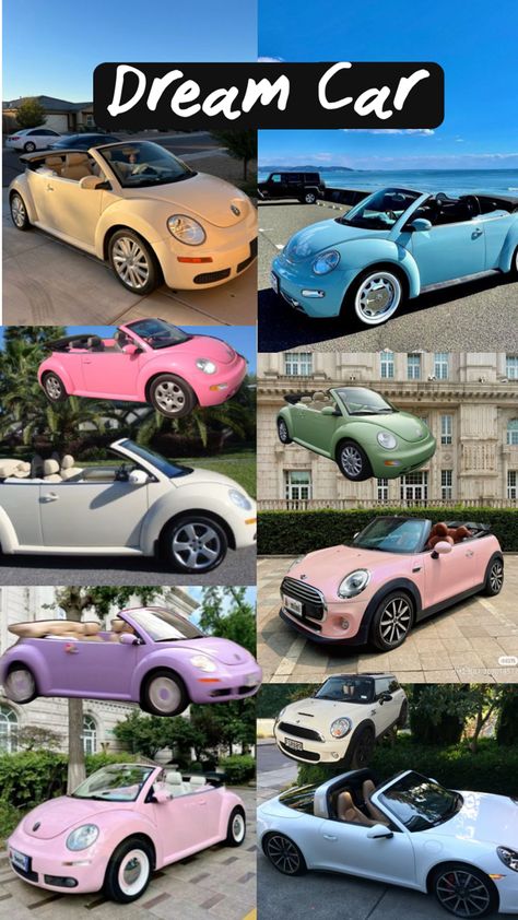 Dream car, buggie convertable, volks wagon, Porsche, mini cooper, pastel Pink Mini Coopers, Volkswagen Beetle Convertible, Bug Car, Beetle Car, Beetle Convertible, Pretty Bike, Girly Car, Volkswagen Car, Pink Car