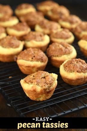 Easy pecan Tassies recipe: buttery, tender mini pecan pie tarts! Mini Pecan Tasties, Tea Tassies Cookies, Oak Hill Farms Recipes, Pecan Tassies Recipe Easy, Tea Time Tassies, Pecans Cookies, Pecan Tassies Recipe, Mini Pecan Pie, Tassies Recipe