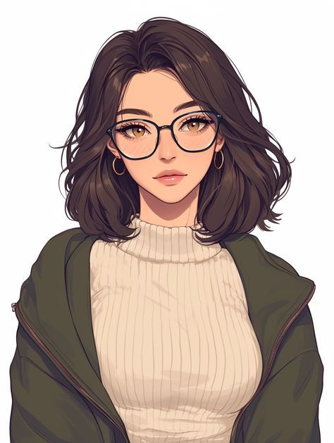 Girl With Glasses Art, Animated Female Characters, Oc Female Art, Glasses Character, Pixie Hairstyles Short, Female Oc, Fancy Art, Hairstyles Short Hair, Dutch Artists