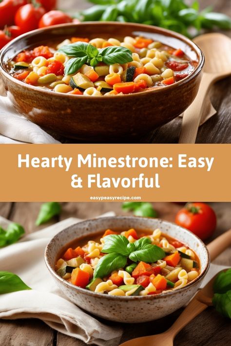 Easy & Hearty Minestrone Soup Recipe: Perfect for Beginners Hearty Minestrone Soup Recipe, Minestrone Soup Easy, Easy Zucchini Recipes, Minestrone Soup Recipe, Beginner Recipes, Pot Recipes Healthy, Small Pasta, Cooking For Beginners, Minestrone Soup