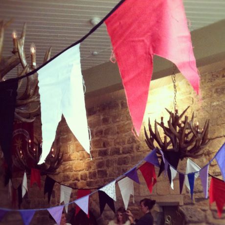 "Medieval" bunting with the purple and lace "Charlie" bunting Medieval Bunting, Medieval Wedding, Dragon Birthday, Newcastle Upon Tyne, Robin Hood, The Purple, Canada Flag, Wedding Theme, Bts Photo