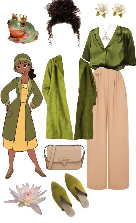 Tiana Bounding Outfits, Raya Inspired Outfits, Princess And The Frog Inspired Outfits, Tiana Inspired Outfits, Modern Tiana, Disney Princess Disneybound, Disneybound Outfits Summer, Tiana Disneybound, Tiana Outfit