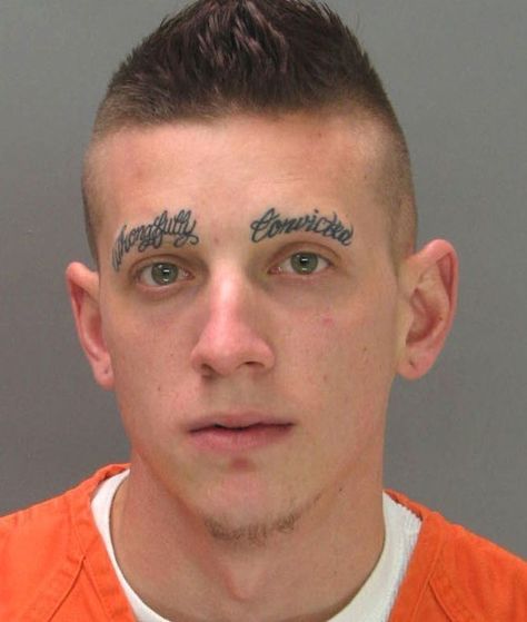 The world’s most innocent man: | 33 People Who Will Make You Feel Better About Your Choices In 2014 Eyebrow Fails, Worst Tattoos Ever, Tattoo Nightmares, Terrible Tattoos, Horrible Tattoos, Bad Eyebrows, Worst Tattoos, Prison Tattoos, 4 Tattoo