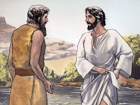 FreeBibleimages :: Batismo de Jesus :: Jesus é batizado por João (Mateus 3:13-17) Baptism Of Jesus, River Jordan, Let It Happen, Matthew 3, Free Stories, John The Baptist, Bible Stories, Jesus Is, Christian Faith